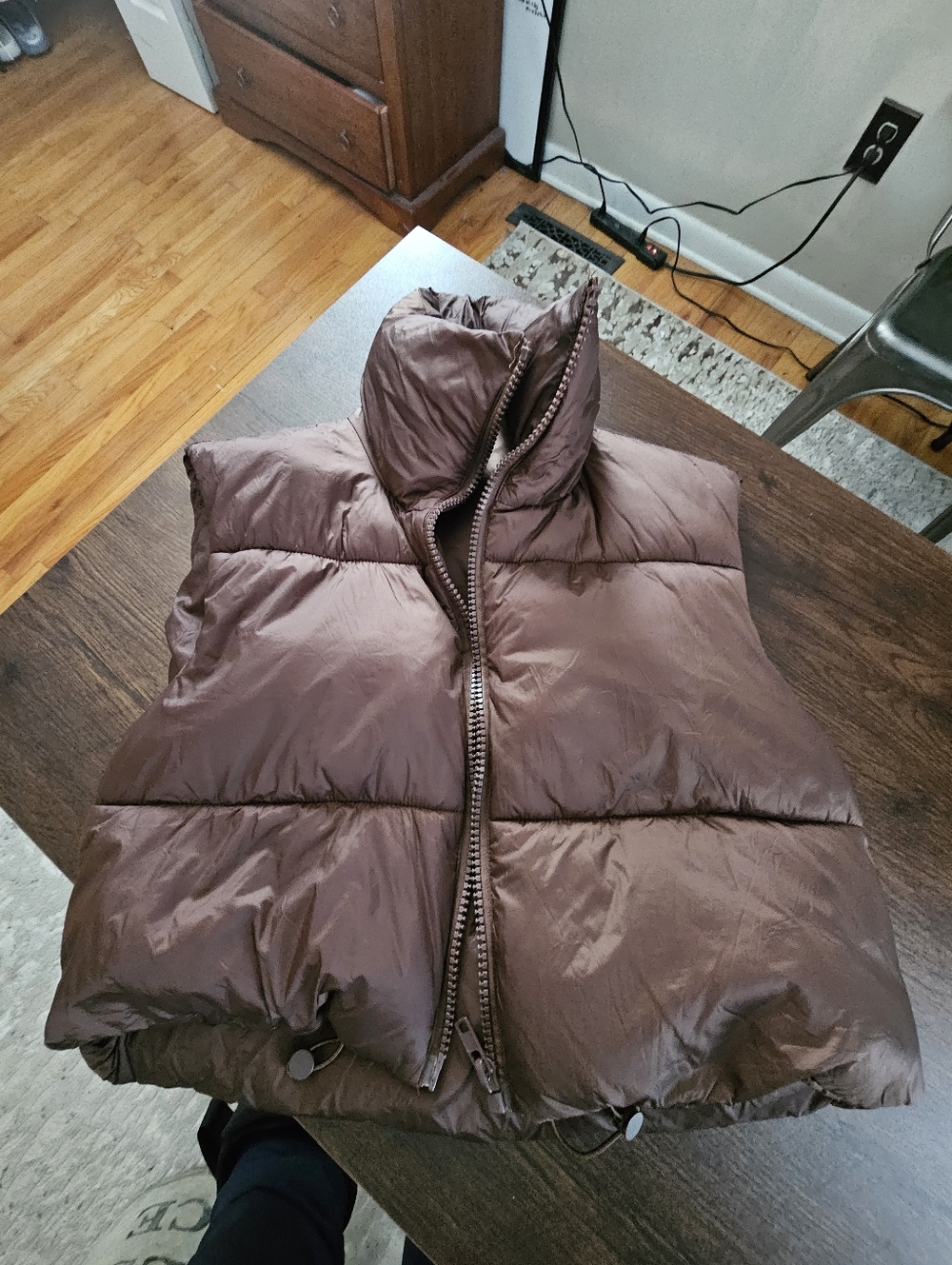 Brown Puffer Vest - Quilted Sleeveless Jacket